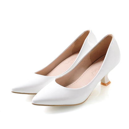 Women Jellow Shoes Chunky Heel Pumps