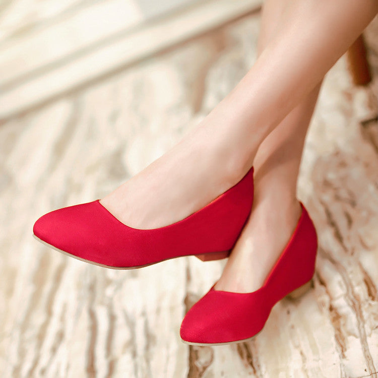 Women Suede Wedge Heel Pumps