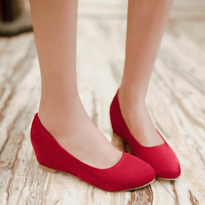 Women Suede Wedge Heel Pumps