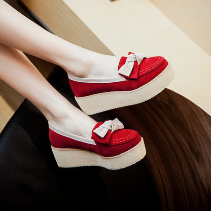 Women Bowtie Platform Wedges Shoes