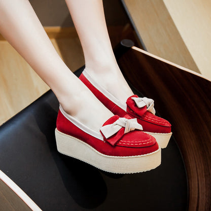 Women Bowtie Platform Wedges Shoes