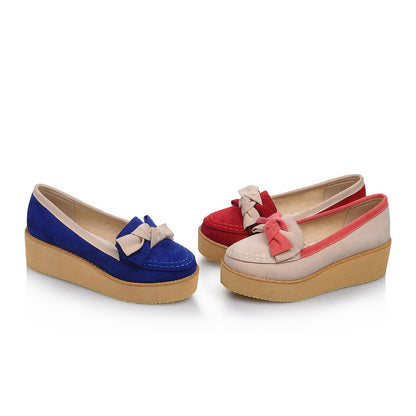 Women Bowtie Platform Wedges Shoes