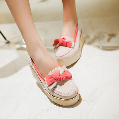 Women Bowtie Platform Wedges Shoes