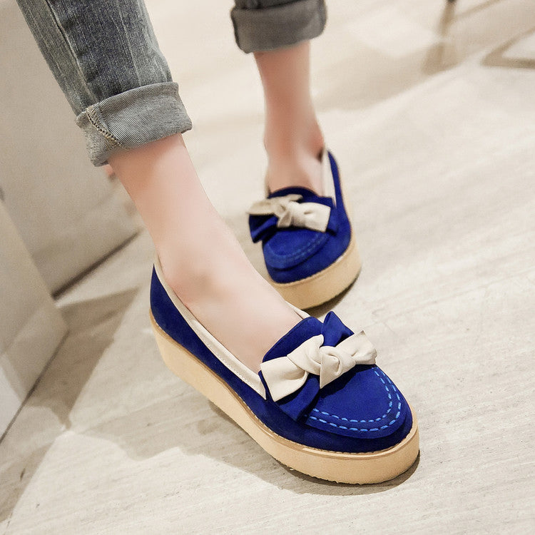 Women Bowtie Platform Wedges Shoes