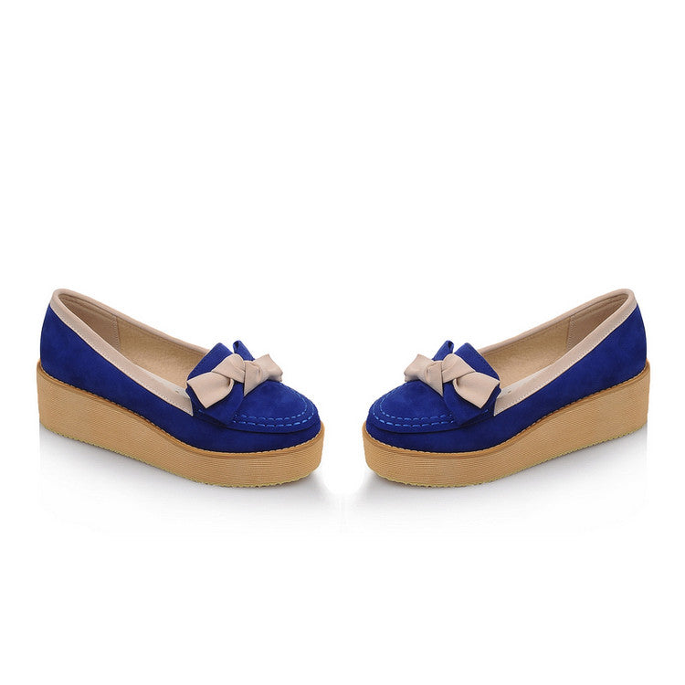 Women Bowtie Platform Wedges Shoes