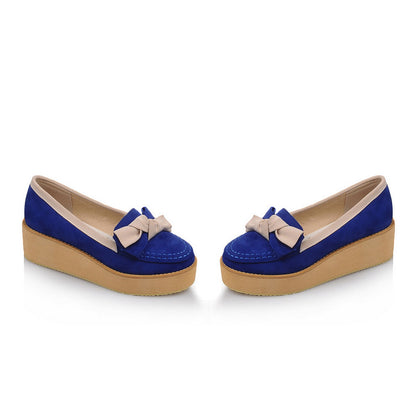 Women Bowtie Platform Wedges Shoes