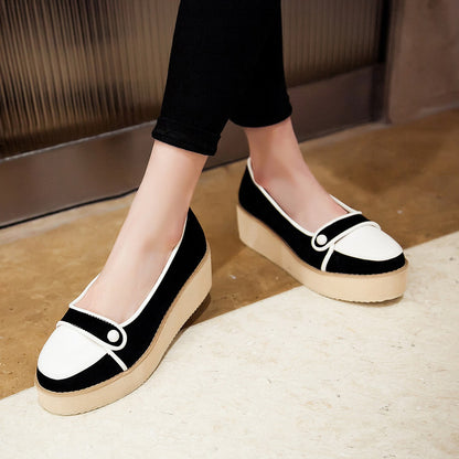 Women Color Block Platform Wedges Shoes