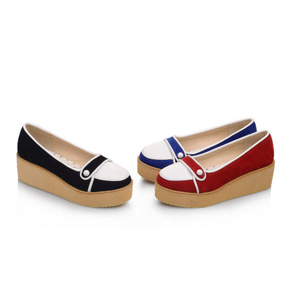 Women Color Block Platform Wedges Shoes