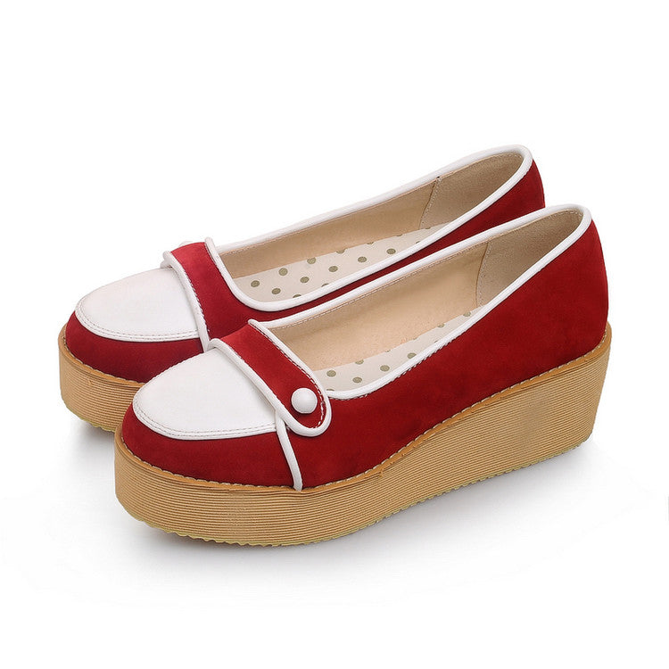 Women Color Block Platform Wedges Shoes