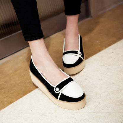 Women Color Block Platform Wedges Shoes