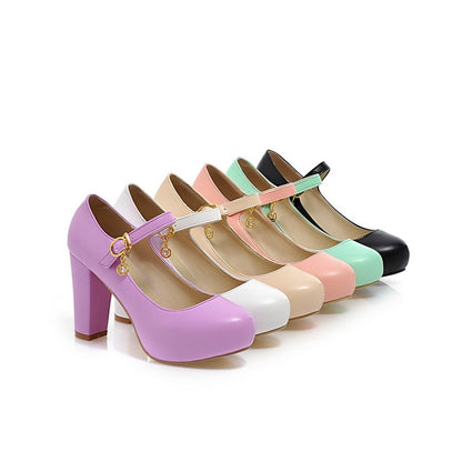 Women Mary Jane High Heels Chunky Platform Pumps