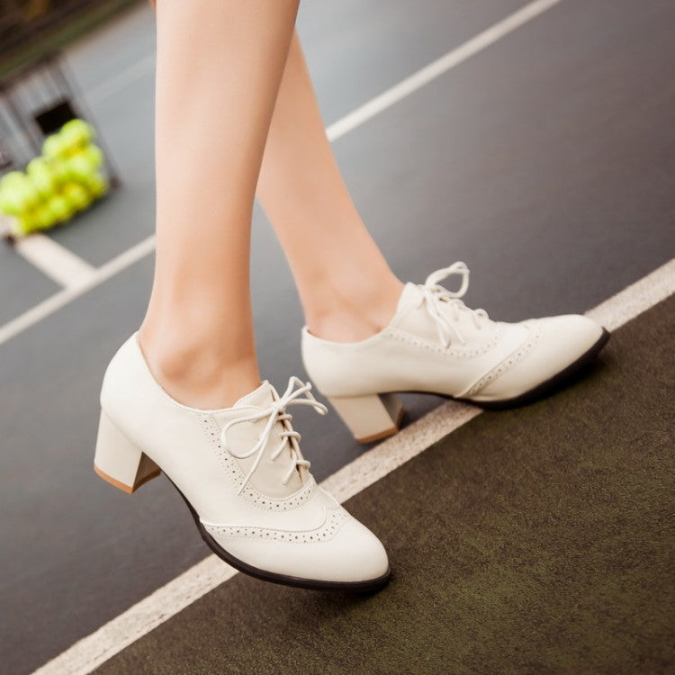 Women Lace Up High Heel Shoes