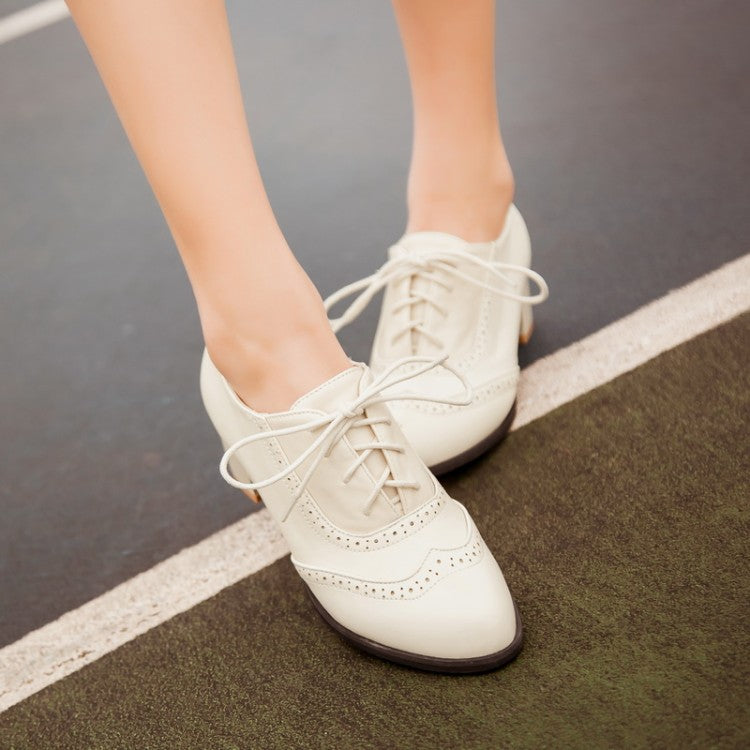 Women Lace Up High Heel Shoes