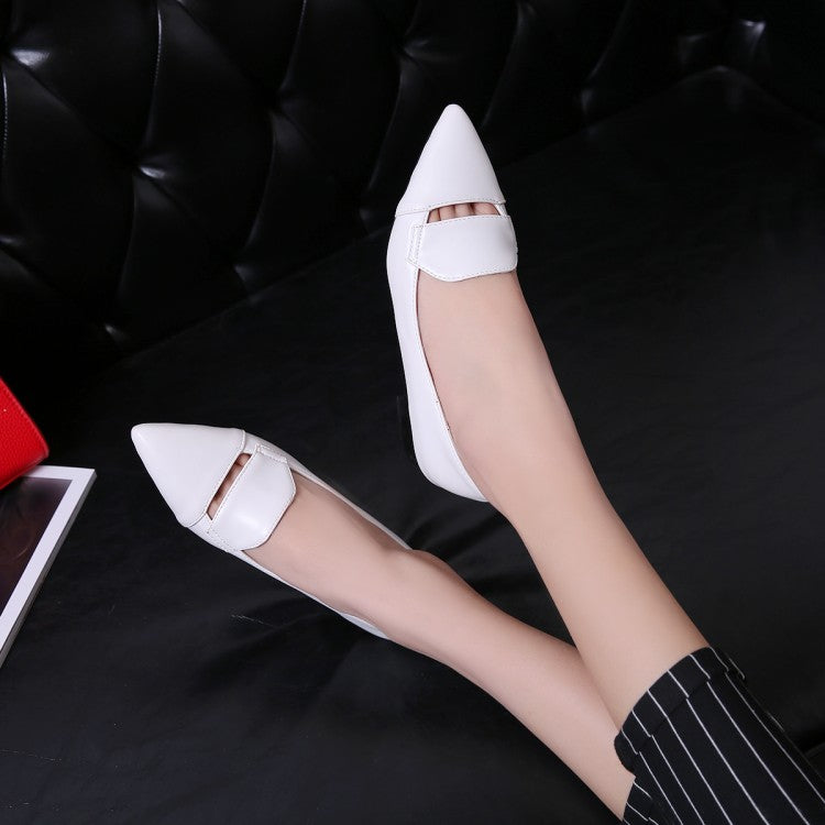 Women Pointed Toe Block Low Heels Pumps