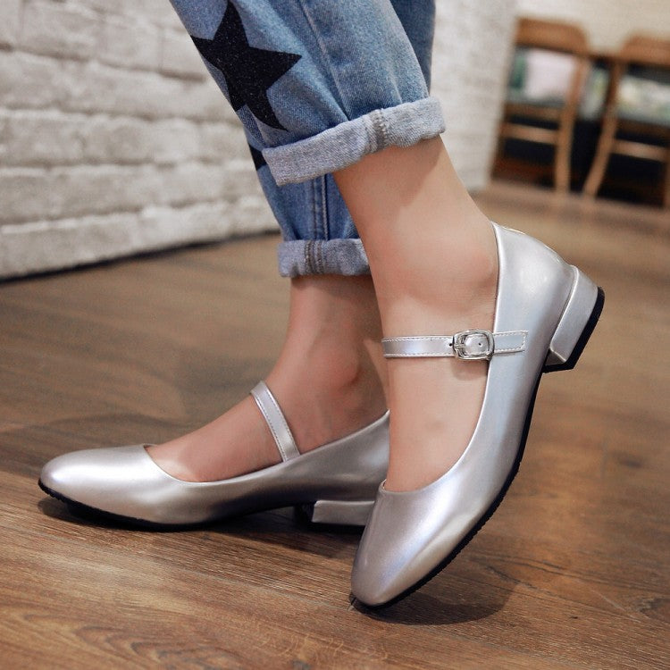 Women Ankle Strap Mary Kane Block Heels Pumps
