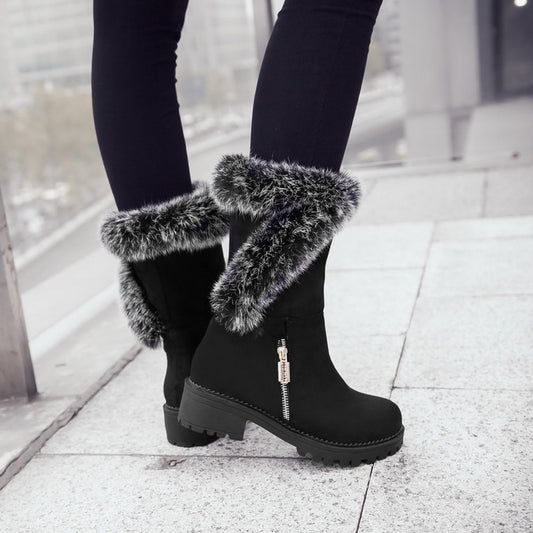 Women Mid Heel Mid Calf Snow Boots