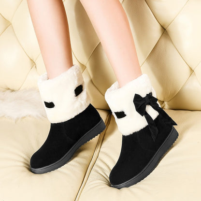 Women Winter Bowtie Short Snow Boots