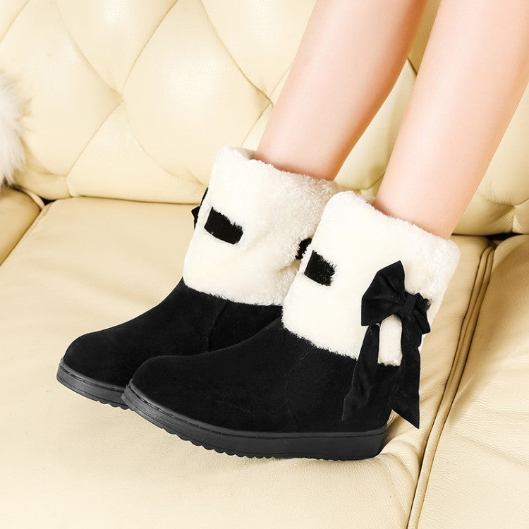 Women Winter Bowtie Short Snow Boots