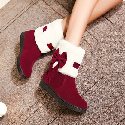 Women Winter Bowtie Short Snow Boots