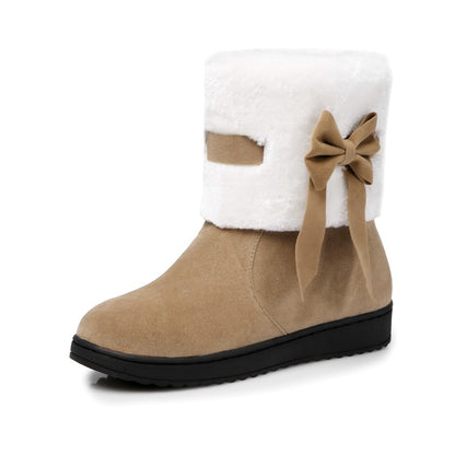 Women Winter Bowtie Short Snow Boots