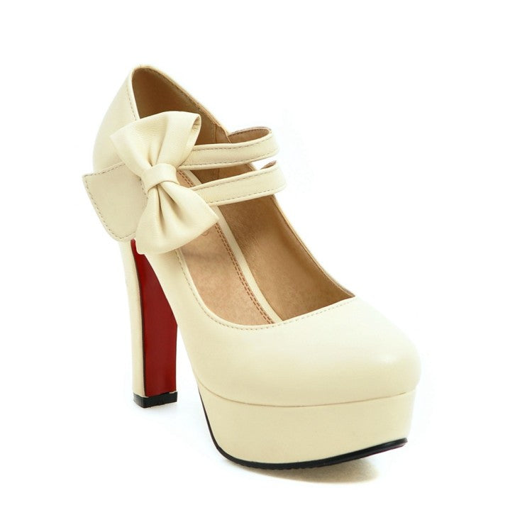 Women Bowtie Platform Pumps High Heels Shoes