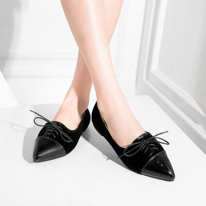 Women Lace Up Pointed Toe Flats Shoes