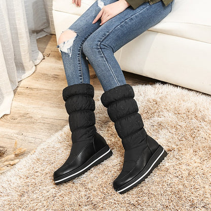 Women Heels Water Proof Winter Down Mid Calf Snow Boots