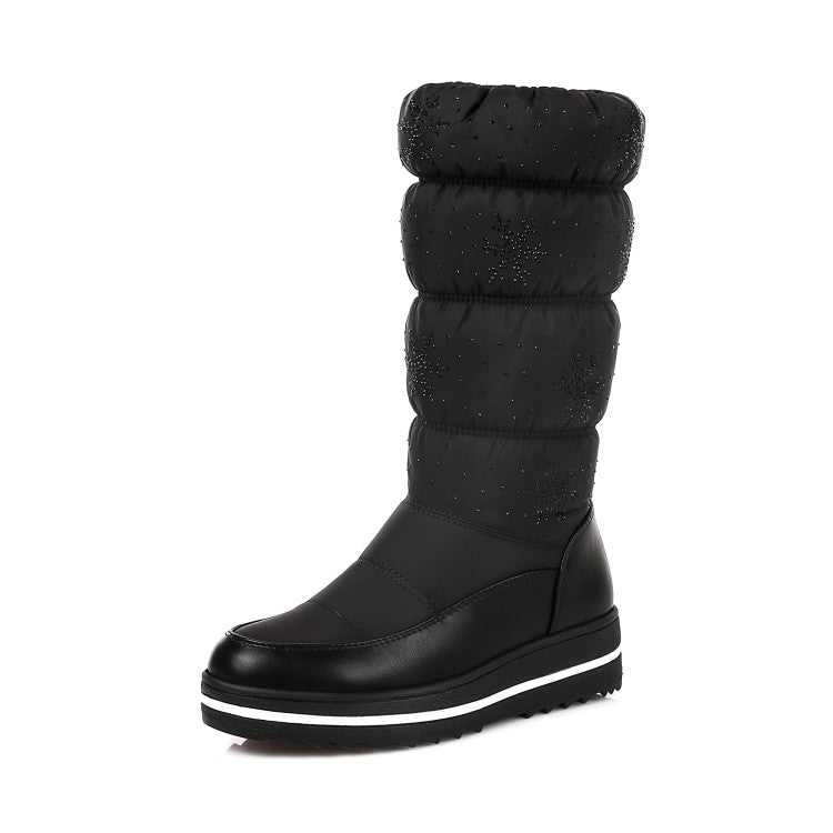 Women Heels Water Proof Winter Down Mid Calf Snow Boots