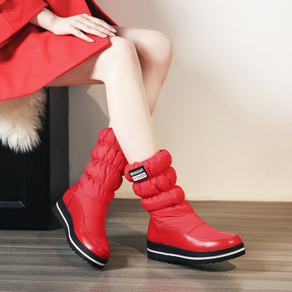 Women Wedges Heels Winter Down Mid Calf Snow Boots