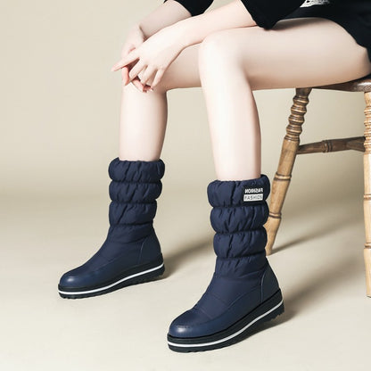 Women Wedges Heels Winter Down Mid Calf Snow Boots