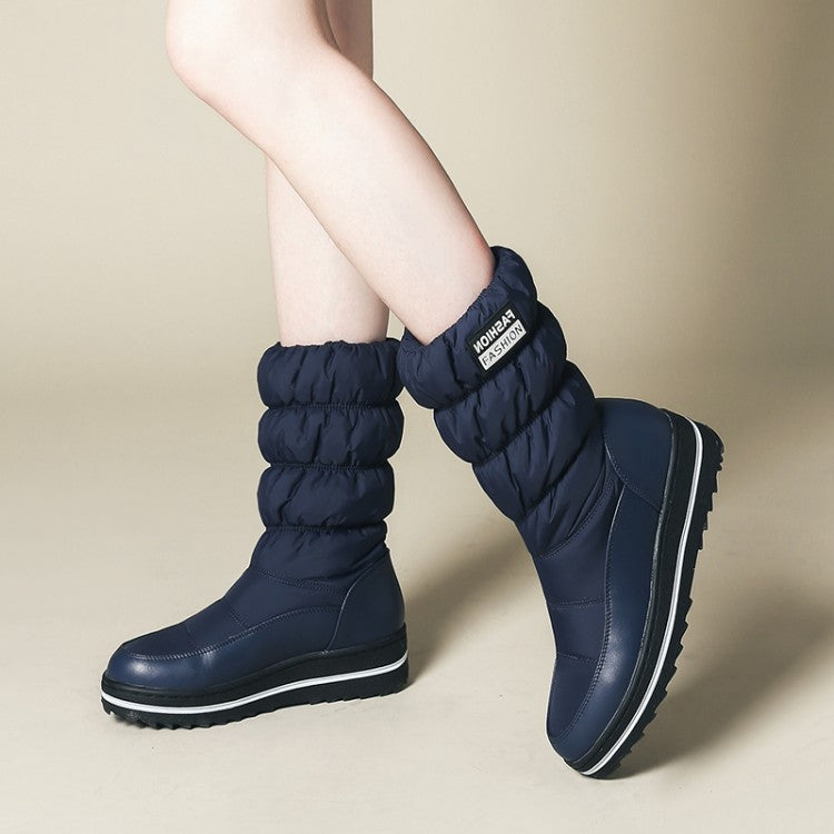 Women Wedges Heels Winter Down Mid Calf Snow Boots