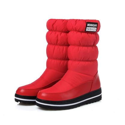 Women Wedges Heels Winter Down Mid Calf Snow Boots