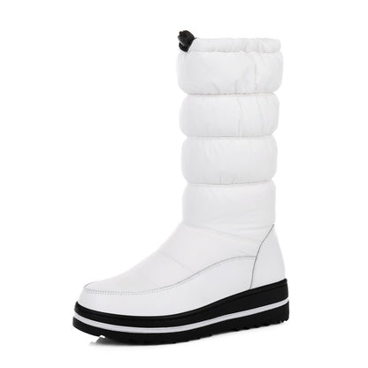 Women Platform Wedge Heels Winter Down Mid Calf Snow Boots