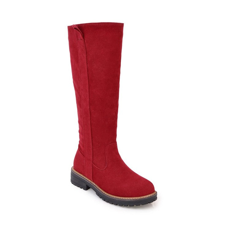 Women Suede Mid Heels Knee High Boots