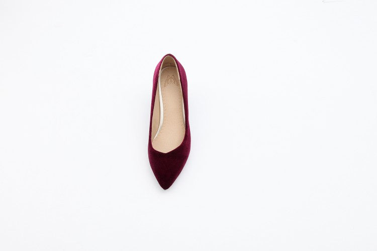 Suede Pointed Toe Heel High Heel Block Heel Pumps