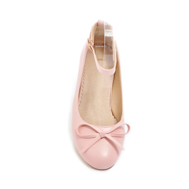Women Ankle Strap Knot Chunky Heels Pumps Shoes
