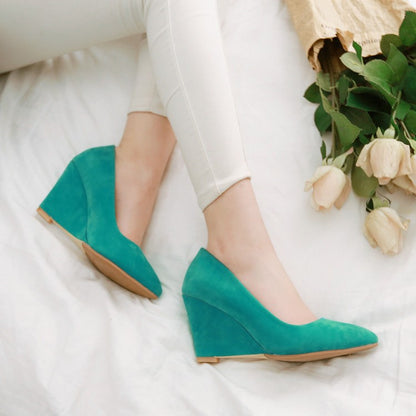 Women Heels Suede Platform Wedge Shoes