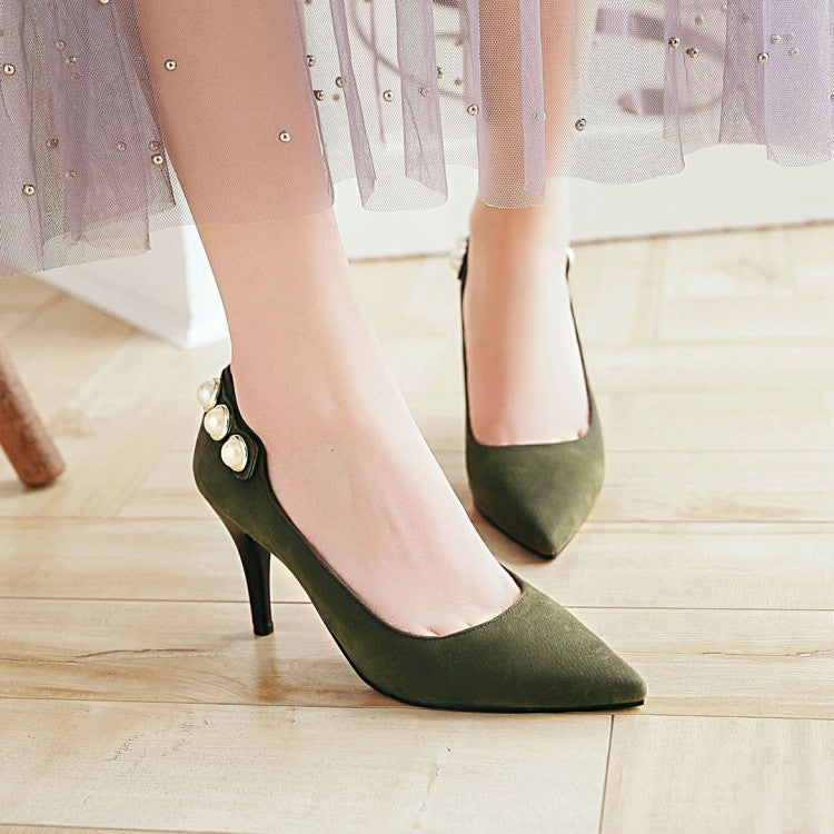 Pointed Toe Pearl Women High Heels Stiletto Pumps