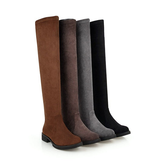 Side Zippers Round Toe Low Heels Knee-High Boots for Women