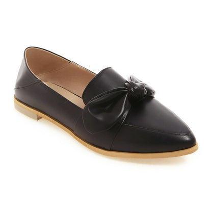 Women Pointed Toe Bowtie Flats Shoes