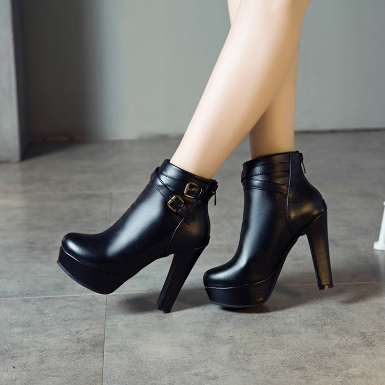 Women High Heel Platform Short Boots