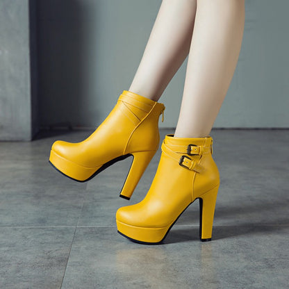 Women High Heel Platform Short Boots