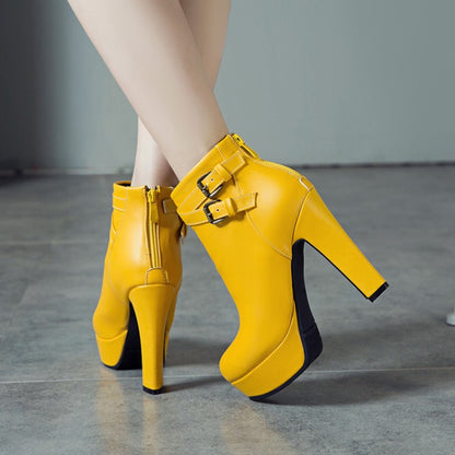 Women High Heel Platform Short Boots