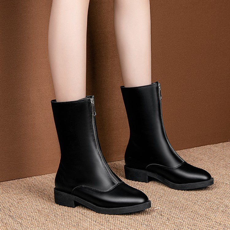 Women Zipper Low Heels Short Boots