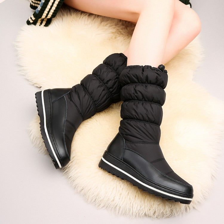 Women Heels Winter Down Mid Calf Snow Boots