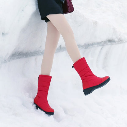 Women Heels Warm Winter Down Mid Calf Snow Boots