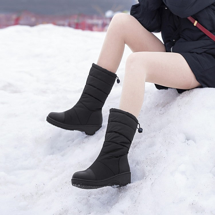 Women Heels Warm Winter Down Mid Calf Snow Boots