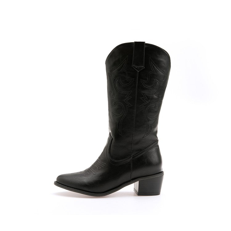 Women High Heels Mid Calf Boots