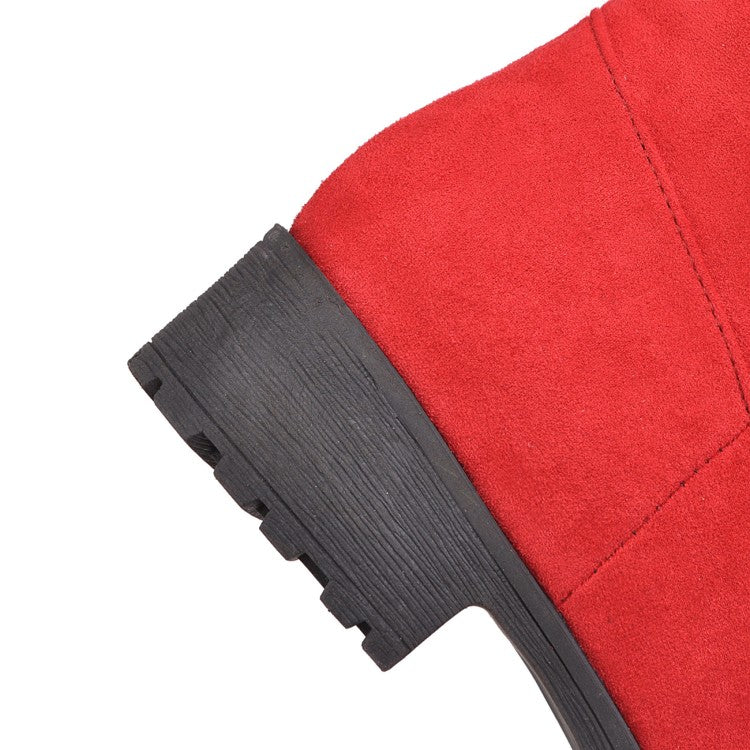 Women Zipper Low Heels Knee High Boots