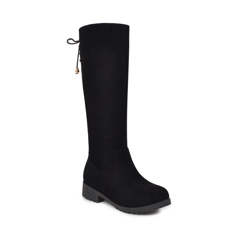 Women Zipper Low Heels Knee High Boots
